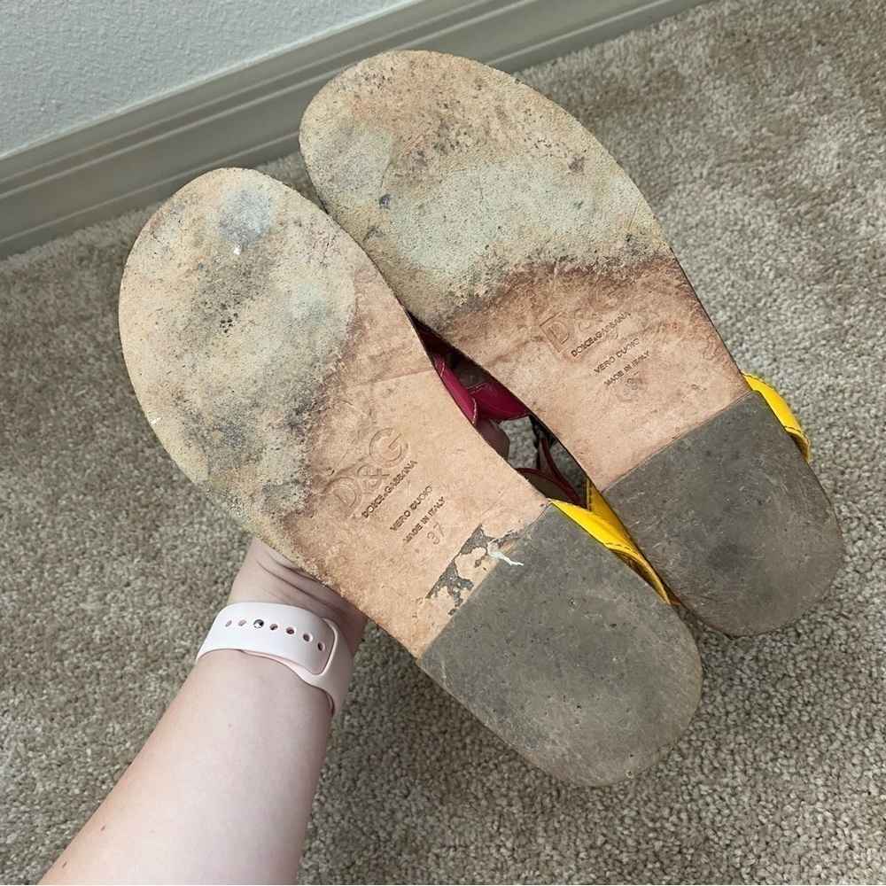 Dolce & Gabbana | Women's Multicolor Patent Leather Gladiator Flats Size 37 - Picture 10 of 11